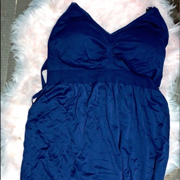 MATERNITY PLUS SIZE Black/Blue Breadtfeeding Dress - Picture 5 of 5